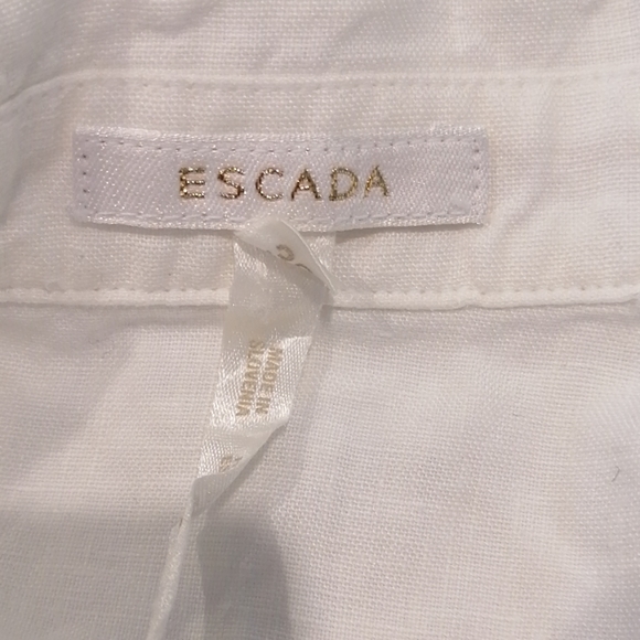 Escada White Linen Blouse Sleeveless Size … - Picture 9 of 13